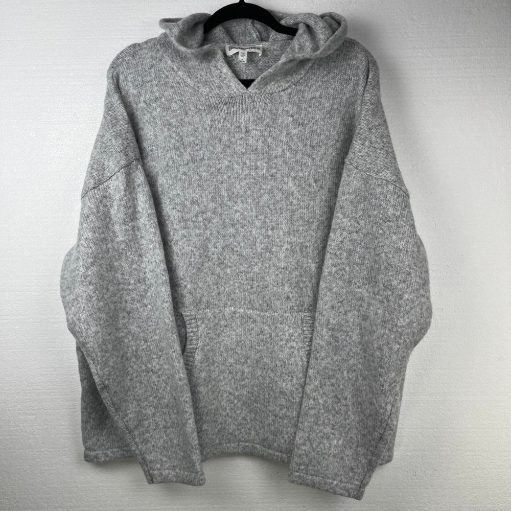 No Boundaries Knit Hoodie Pullover Womens XL Grey Kangaroo Pocket Cozycore Soft‎